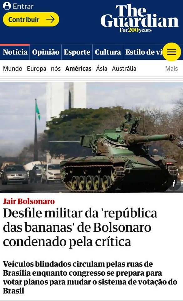 Jornal inglês afirma que Bolsonaro é ameaça para o Brasil e o