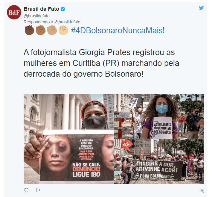 Mulheres foram às ruas neste sábado contra o governo Bolsonaro - Vermelho